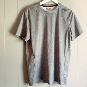 FILA Gray Printed Short Sleeve Performance Tee M